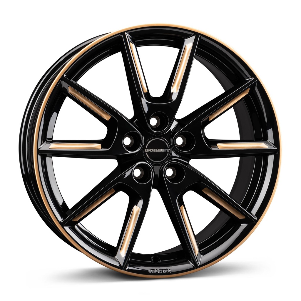 BORBET LX18 BLACK GLOSS GOLD SPOKE RIM 8x18 5/112 ET44 CB57.1